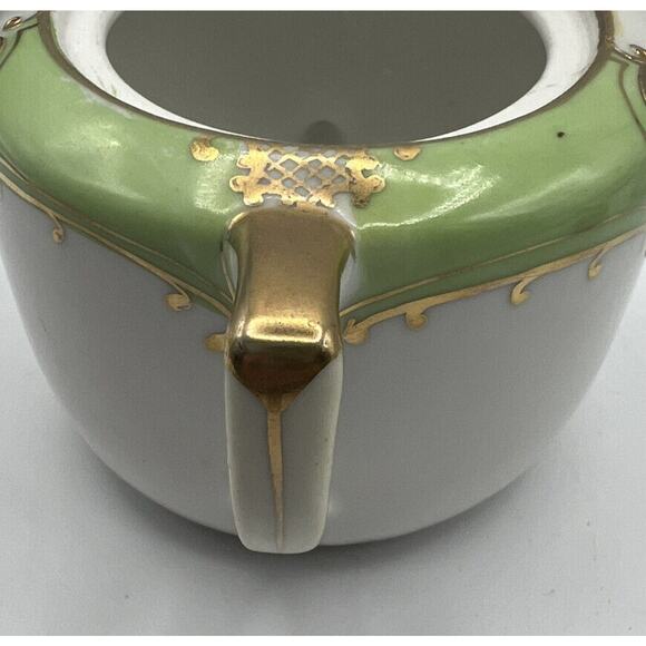 Teapot Nippon Square Plate Gold Trim Handles Rose Design Porcelain Hand Painted - Picture 10 of 12